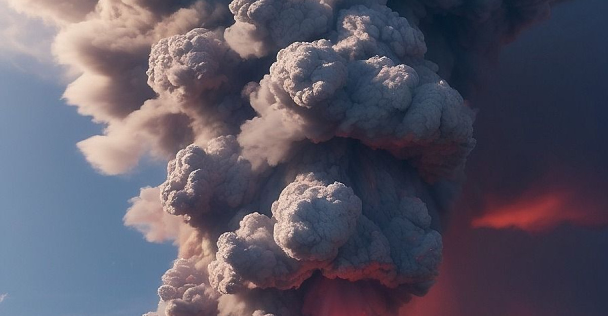 Volcano erupts smoke and ash into the sky by Marion Kimmig