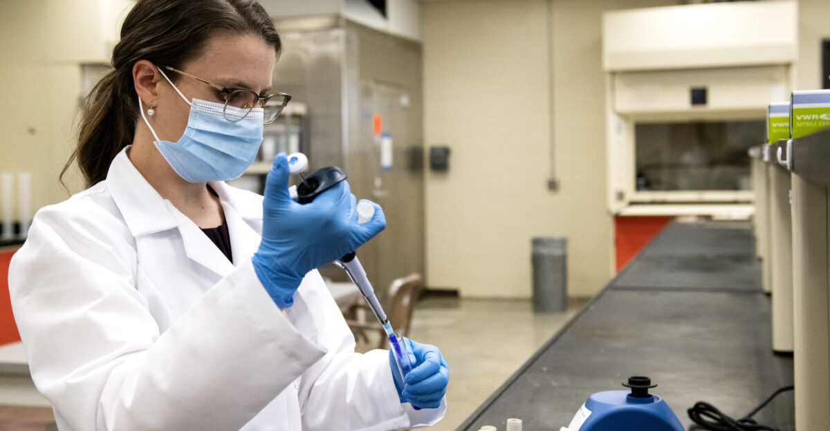 Jennifer Acuff assistant professor of food microbiology and safety in the department of food science investigates strategies to improve fresh and processed food safety and protect food products from microbial contamination UA System Division of Agriculture photo by Fred Miller
