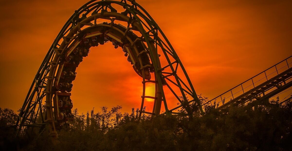 roller coaster amusement park nature sunset dusk amusement ride funfair carnival shijingshan beijing china