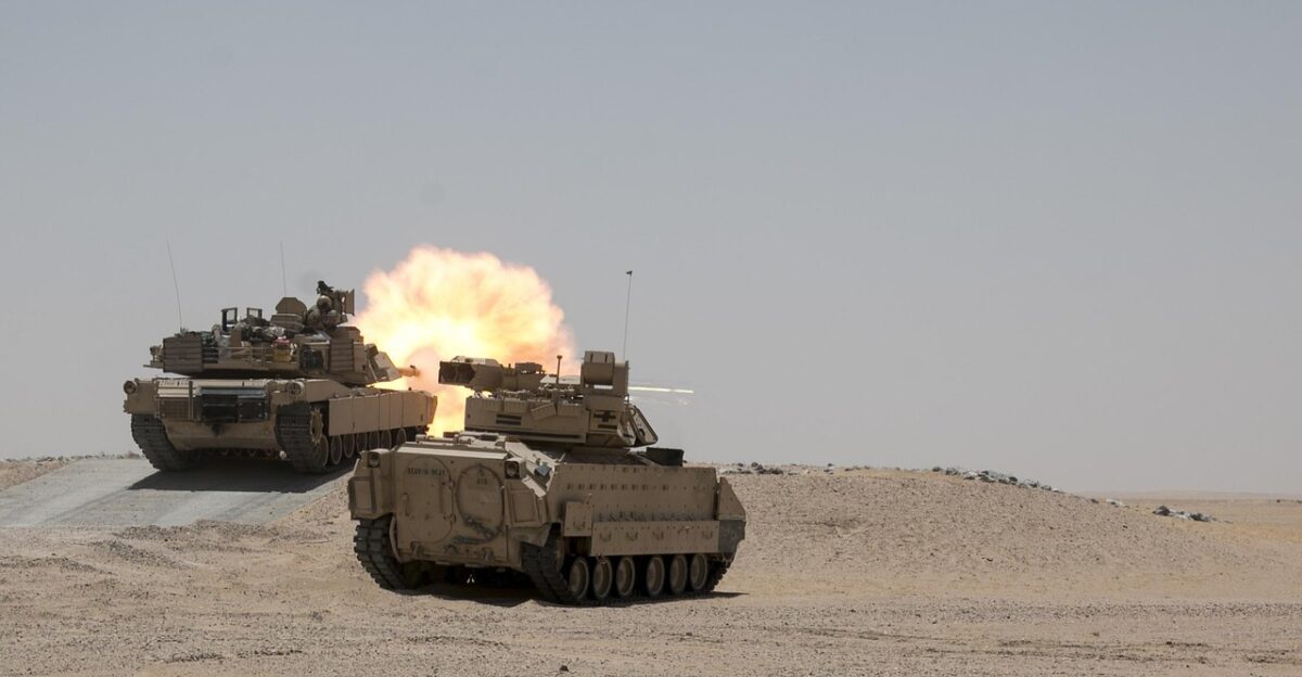 m1a2 abrams united states army tank live-fire exercise training m2a3 bradley ifv infantry fighting vehicle gray fire gray exercise gray training gray army