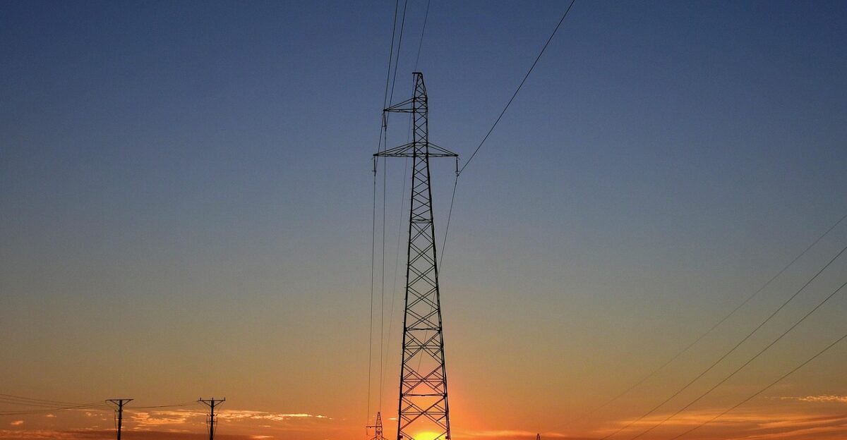 sunset power poles nature sky mast landscape electrification of