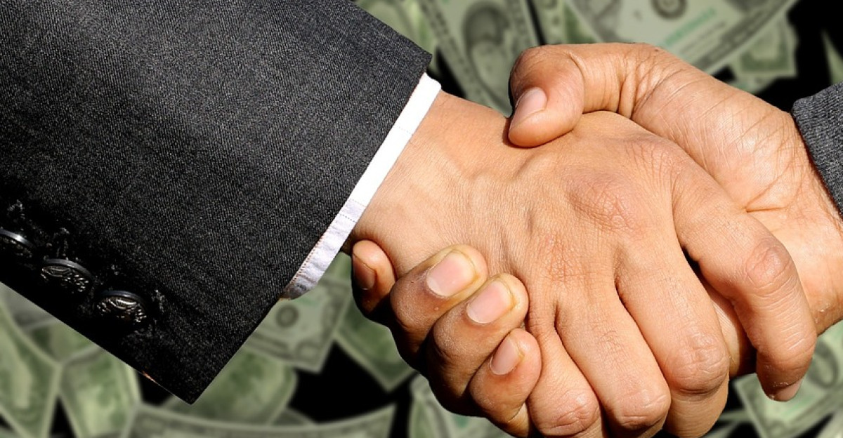 handshake agreement trade business profit sale commercial money contract concept gesture handshake trade money money money money money