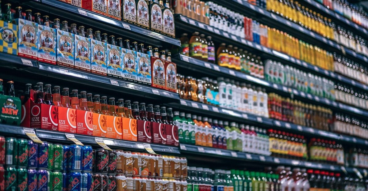 beverages bottles shelf cans coke cola consumption diet drink supermarket pepsi shop soda sprite lemonade many variety store