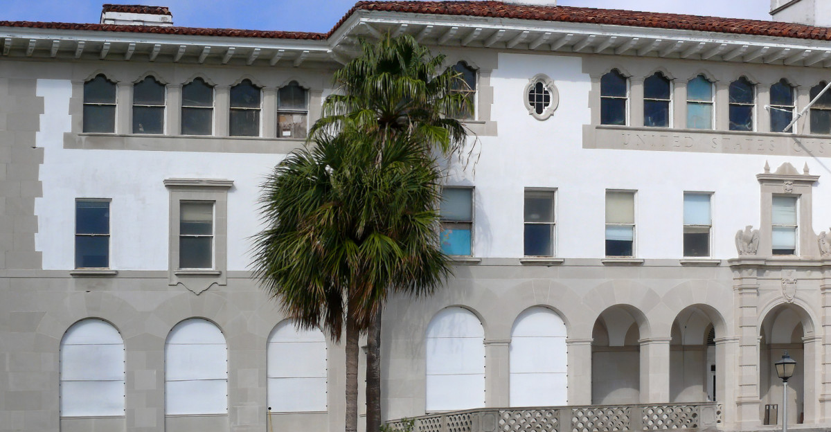 Galveston was the port of entry for thousands of immigrants who settled in Texas and the southwest Federal laws enacted in 1875 ended the unrestricted entry of immigrants into the country and led to the establishment of the area s first U S Immigration Station at Galveston s Pier 29 There U S Customs officials conducted medical exams baggage inspections and formal processing of immigrants those found to be diseased or incapacitated faced deportation The U S Congress chose Galveston over New Orleans as the site of a major new Federal immigration station in 1906 Plans to build an impressive immigrant landing station on Pelican Island comparable to New York s Ellis Island facility were never fully realized The scaled-down station fully operational by 1913 was damaged by hurricane winds in 1915 and closed in 1916 The immigration offices were subsequently relocated to a building on Galveston s 21st Street A new 3-story immigration station containing immigration offices dormitories medical facilities a kitchen and dining and recreational areas was completed here at 1700 Strand Avenue in 1933 It was used as an immigration and deportee-stagingfacility until about 1940 when it was converted for use as a U S Customs Office