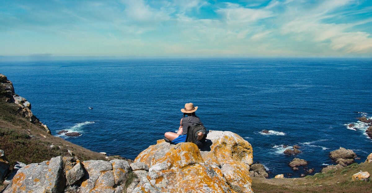 sea cliff hiker c es islands coast rocks nature hiking coastline water horizon sky scenic galicia spain hiking galicia spain spain spain spain spain