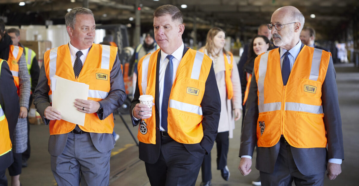 Pennsylvania Governor Tom Wolf touring the loading docks with US Department of Labor Secretary Marty Walsh center and Yellow CEO Darren Hawkins Pennsylvania Governor Tom Wolf touring the loading docks Governor Tom Wolf joined U S Department of Labor DOL Secretary Marty Walsh in opening the Yellow Corporation s new truck-driving apprenticeship program in Carlisle Cumberland County MARCH 29 2022 - CARLISLE PA