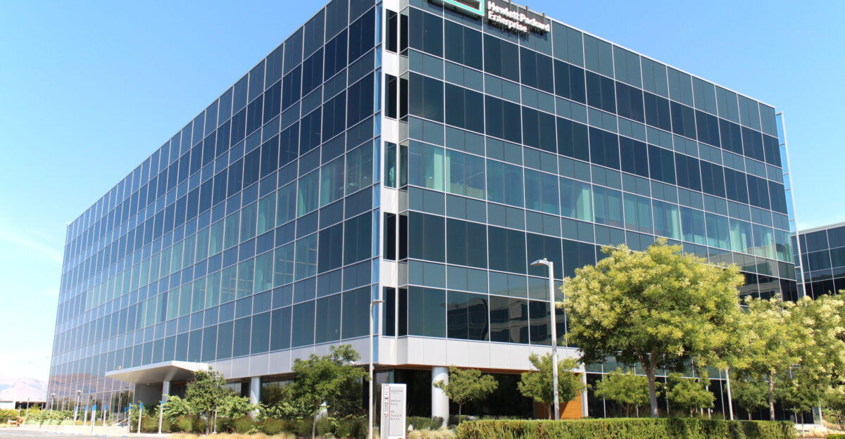 Hewlett Packard Enterprise s former headquarters at America Center in San Jose California Photographed by user Coolcaesar on July 24 2021