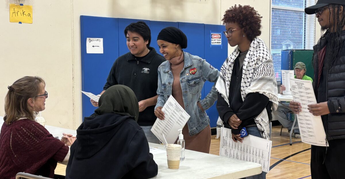 Ilhan Omar votes at her polling place on election day November 2024