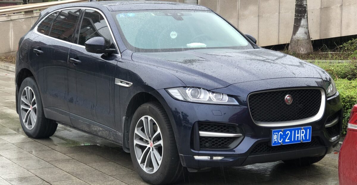 A Jaguar F-Pace photographed in Shishi Fujian province China