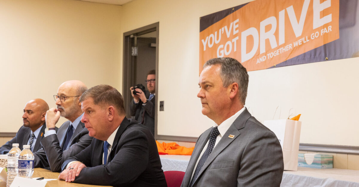 March 2022 - Carlisle PA - U S Secretary of Labor attends the Yellow Corporation Driving Academy Apprenticeship Program Ribbon Cutting roundtable Discussion with Pennsylvania Governor Ridge and Yellow CEO Darren Hawkins Official Department of Labor Photograph Photographs taken by the federal government are generally part of the public domain and may be used copied and distributed without permission Unless otherwise noted photos posted here may be used without the prior permission of the U S Department of Labor Such materials however may not be used in a manner that imply any official affiliation with or endorsement of your company website or publication Photo Credit Department of Labor Shawn T Moore