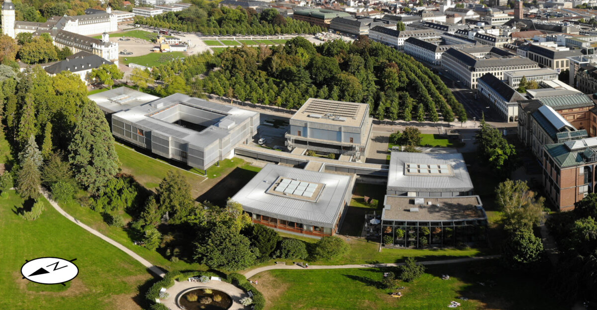 Aerial view of the Baumgarten buildings Karlsruhe residence of the Federal Constitutional Court of Germany