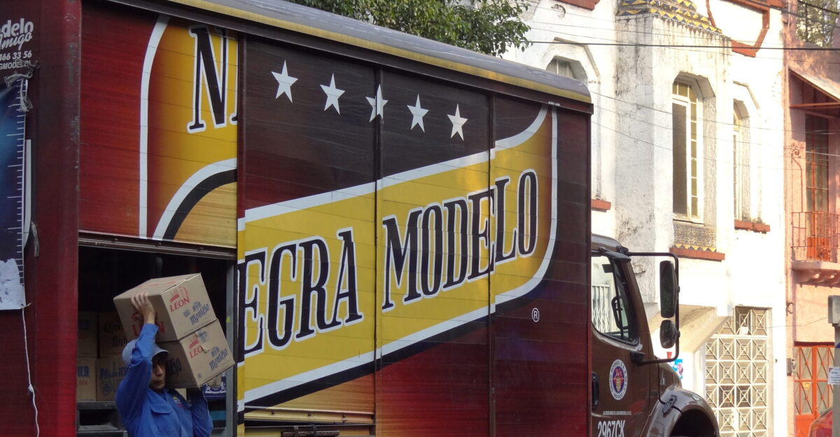 Negra Modelo Beer Truck and Worker - Condesa District - Mexico City - Mexico