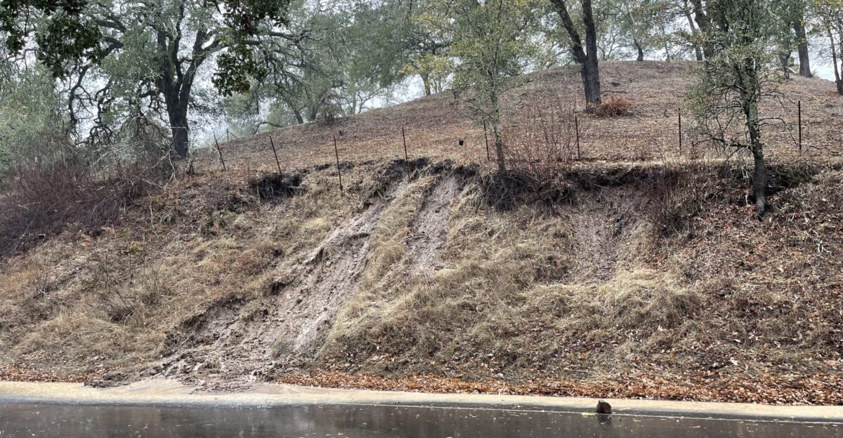 Mudslide in Glen Ellen California during the October 2021 California rainstorm
