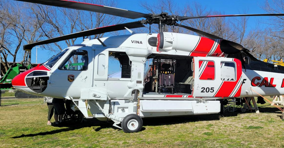 Cal Fire helicopter stationed in Anderson CA for wildfire response