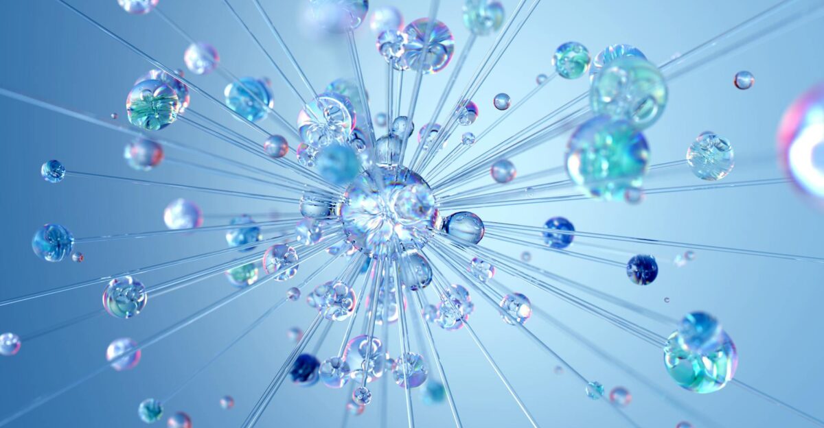 D render abstract digital visualization depicting neural networks and AI technology