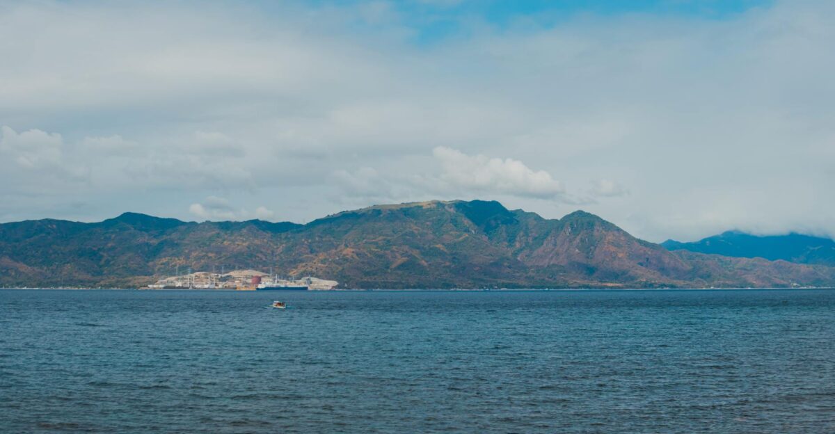 Captured panorama of Subic Bay with mountain backdrop under a blue sky
