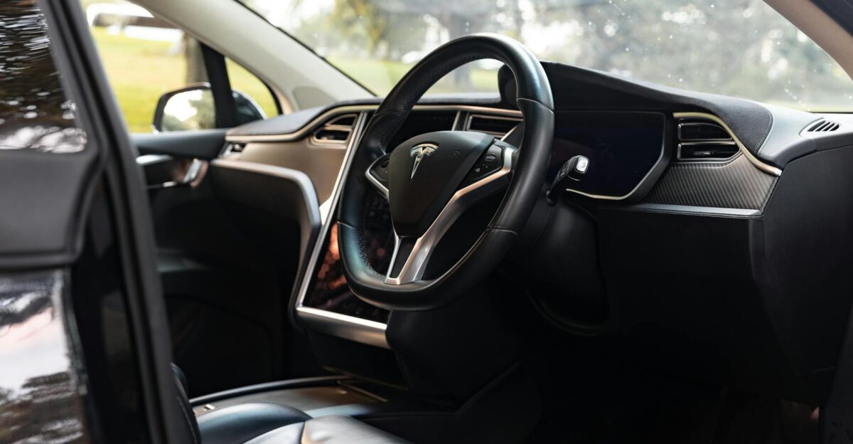 Explore the elegant interior of a Tesla Model X captured in a Sydney park setting