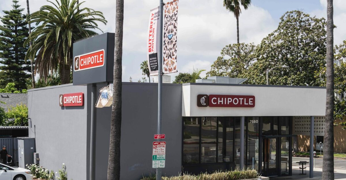 View of Chipotle Mexican Grill on a sunny day in Los Angeles California