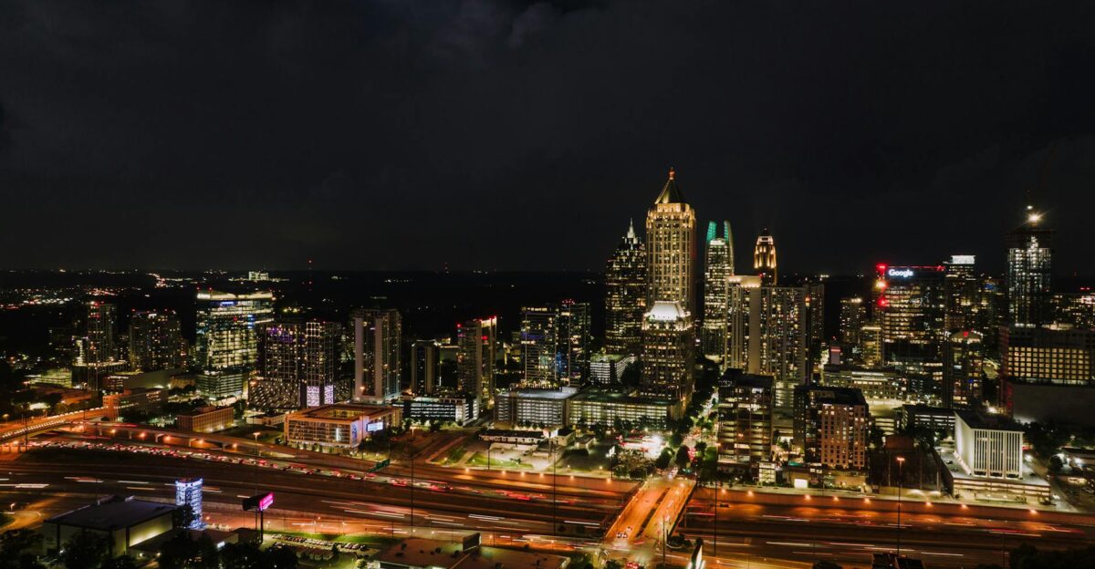 Discover the vibrant Atlanta skyline at night showcasing the city s illuminated skyscrapers and bustling streets