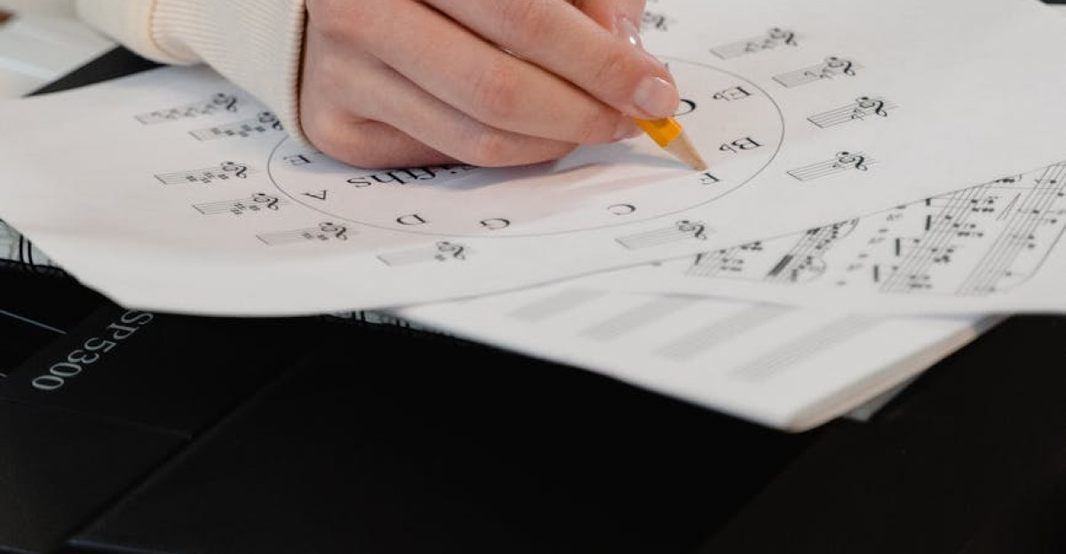 Creating music sheets while playing piano Perfect for education and creativity themes