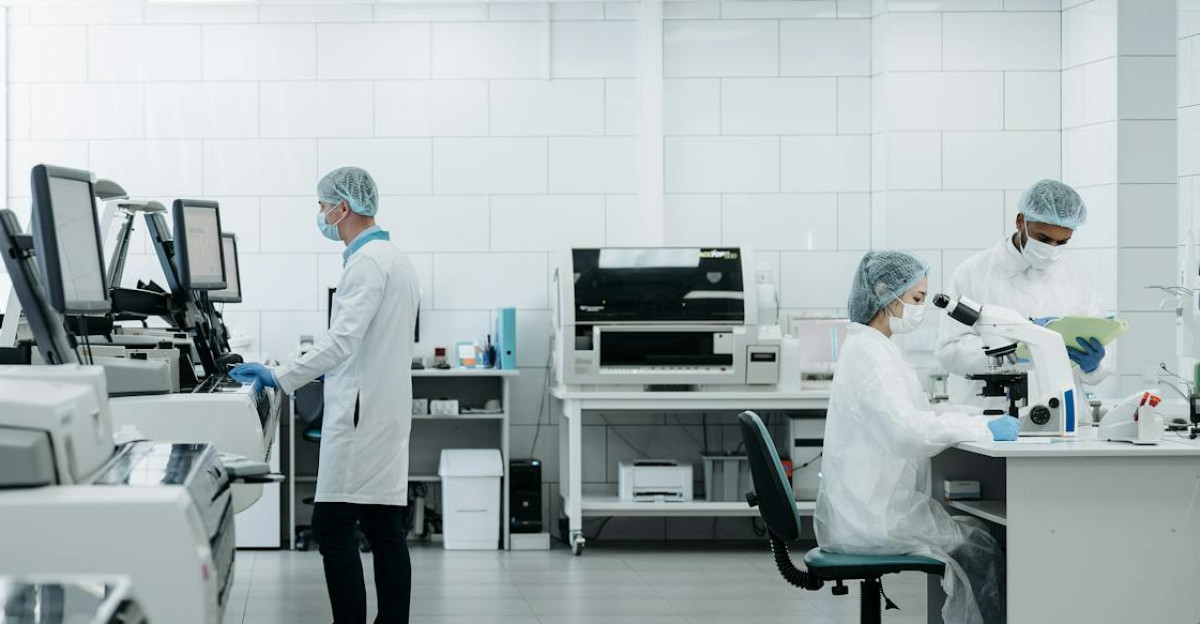 Scientists conducting research in a state-of-the-art laboratory with advanced equipment
