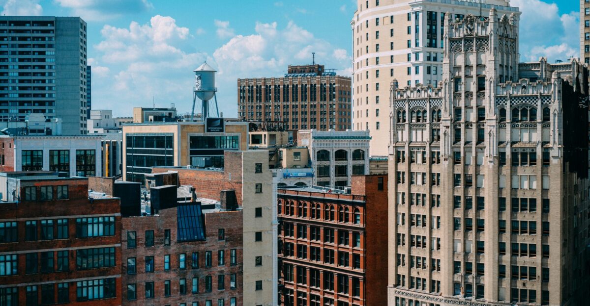 aerial photography of brown and beige buildings