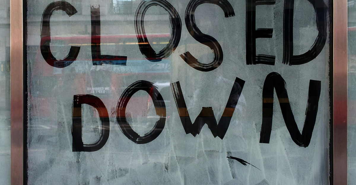 glass window with Closed down print