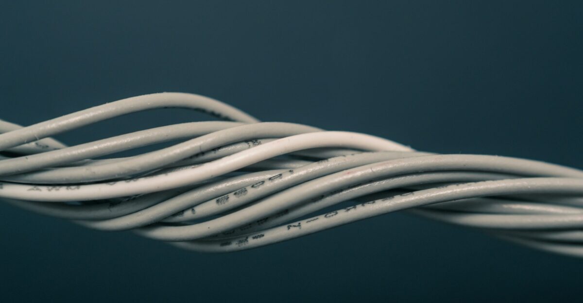 gray and white rolled cable