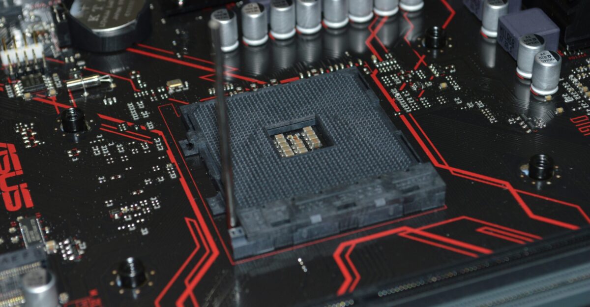 red and black computer motherboard