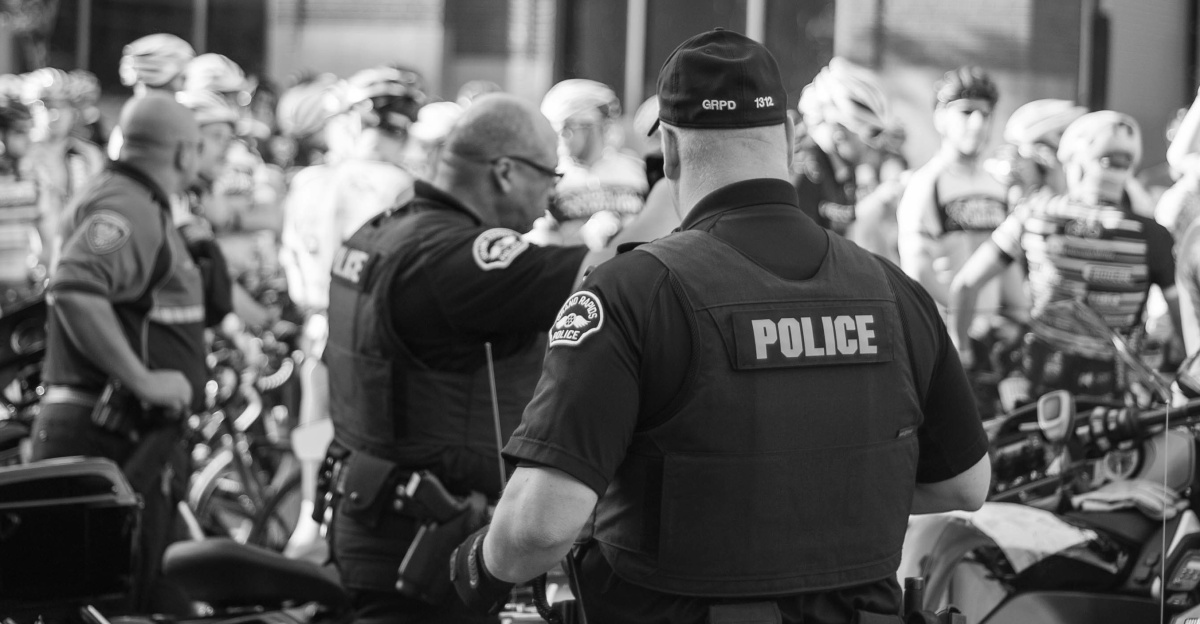 group of police standing near people