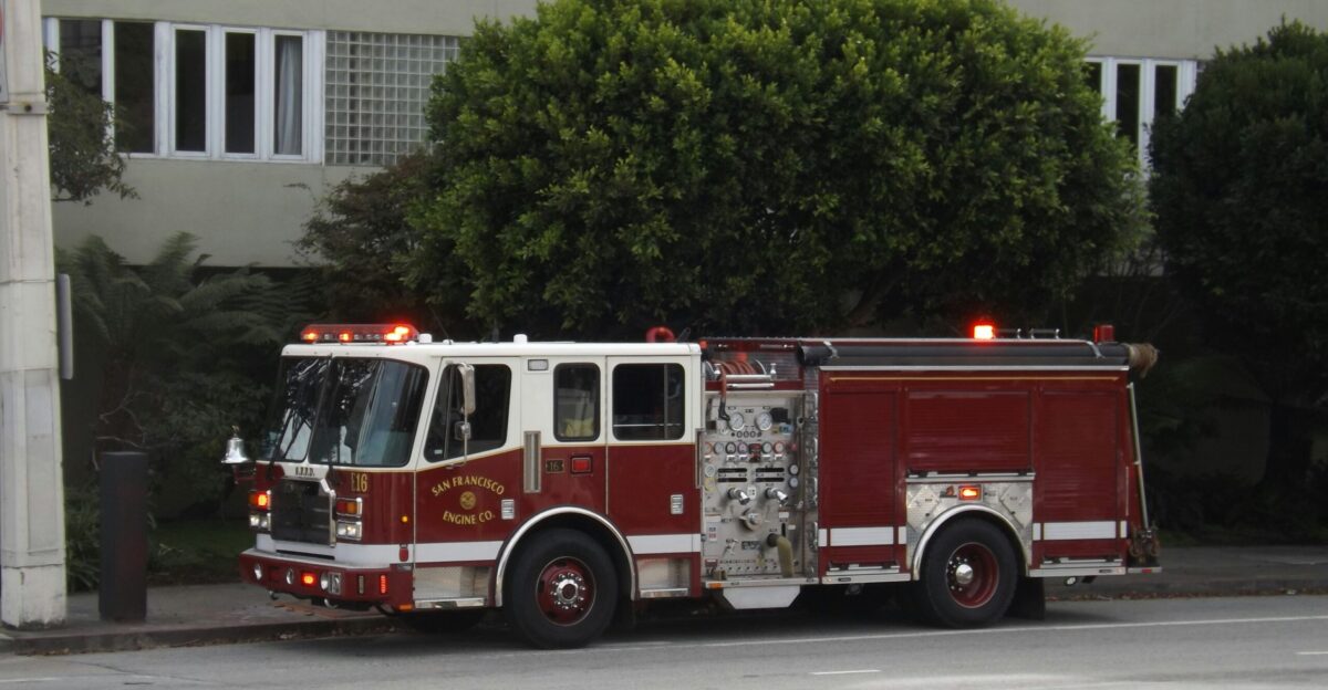 red and white firetruck