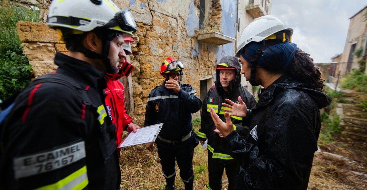 group of people wearing white helmet