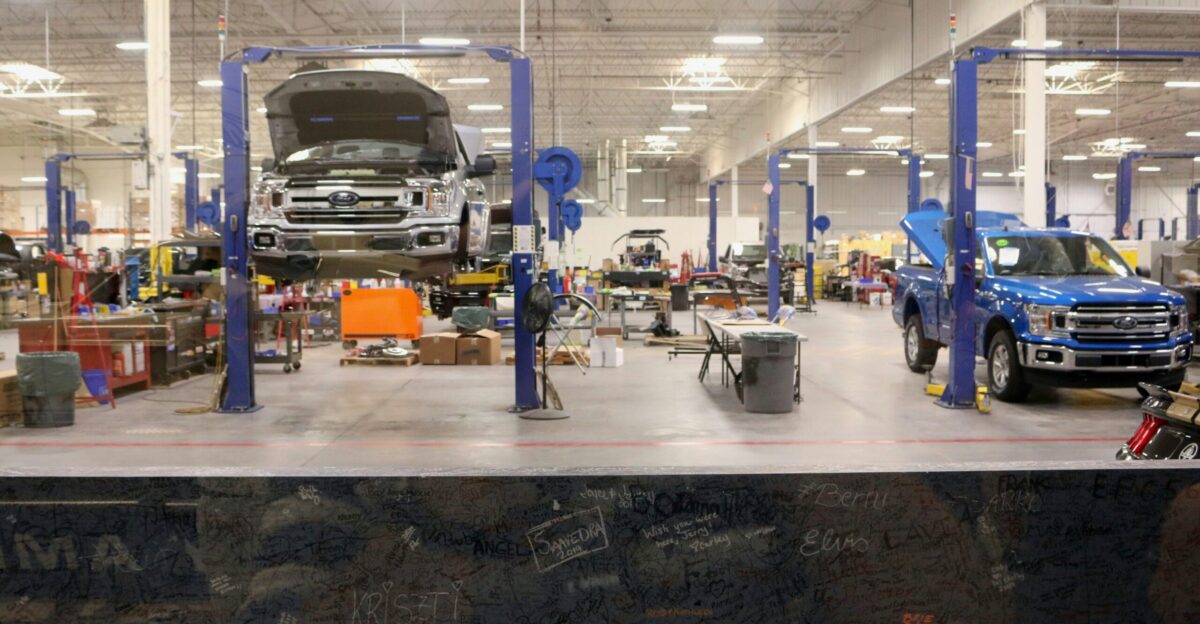 black car in a garage