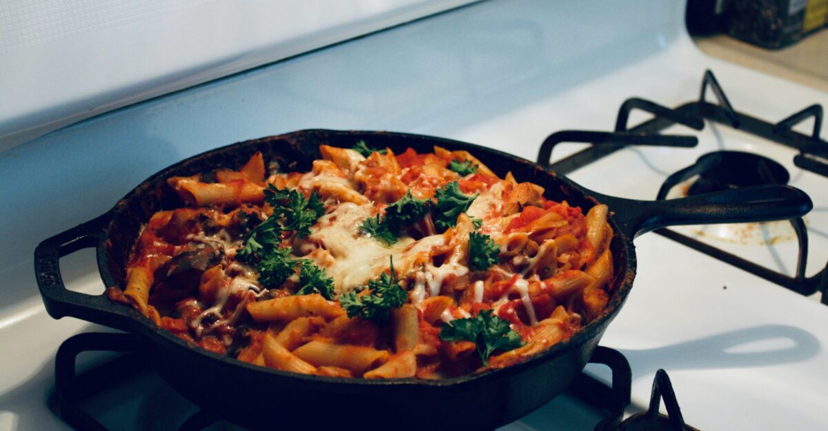 cooked food on black frying pan