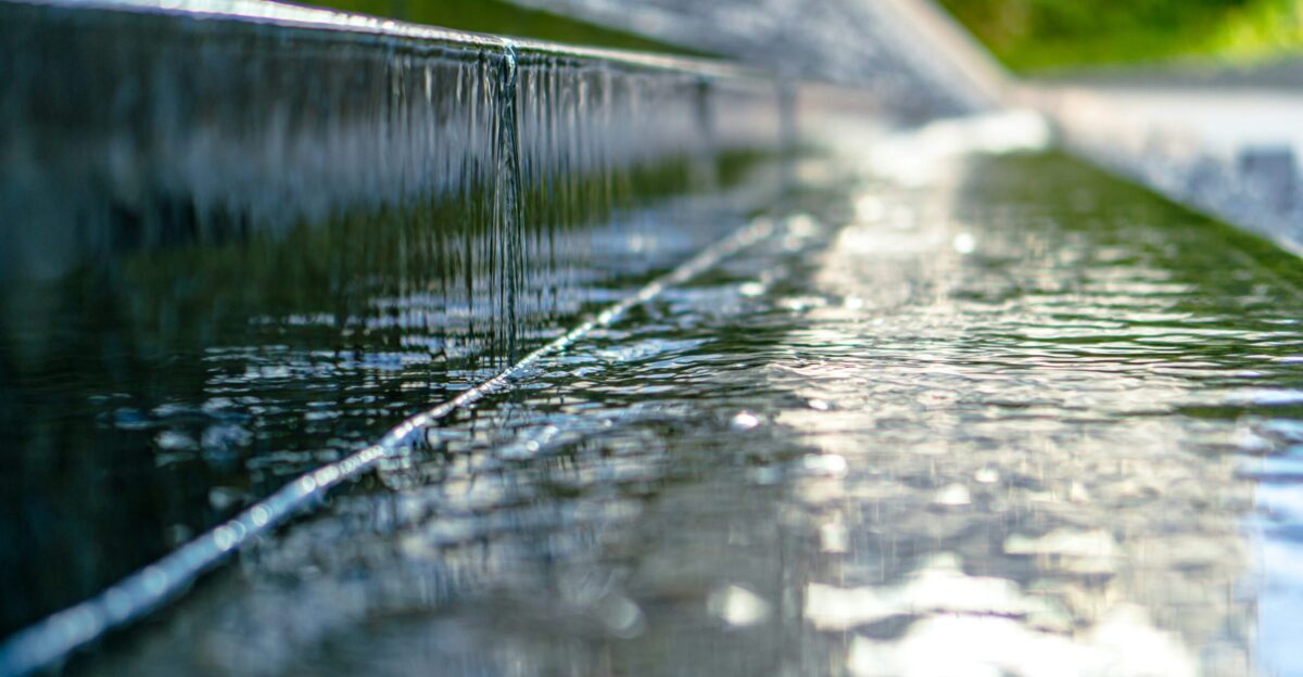 water falling from a bridge