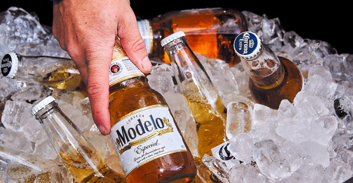 person holding brown glass bottle