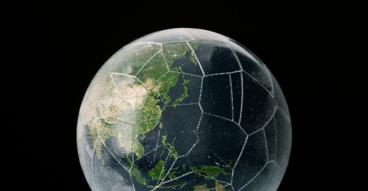 a glass ball with a map of the world in it