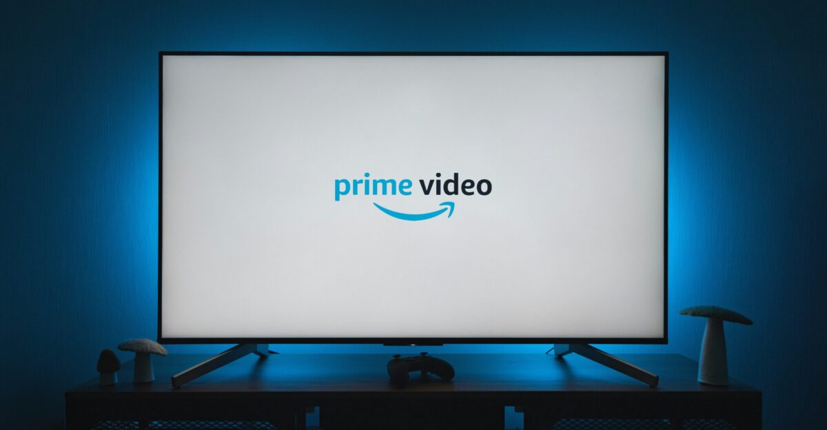 a television screen with the prime video logo on it