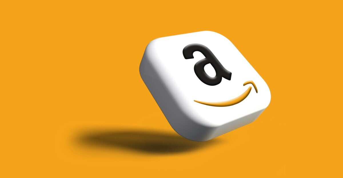 a close up of a dice with an amazon logo on it
