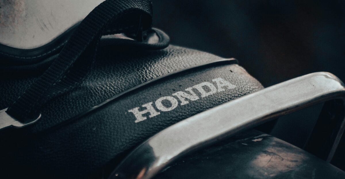 a close up of a shoe with the word honda on it