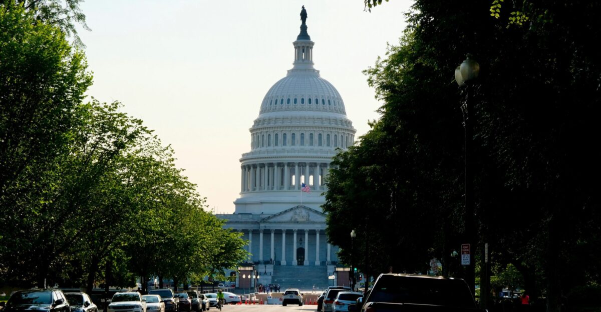 a view of the capitol building from across the street