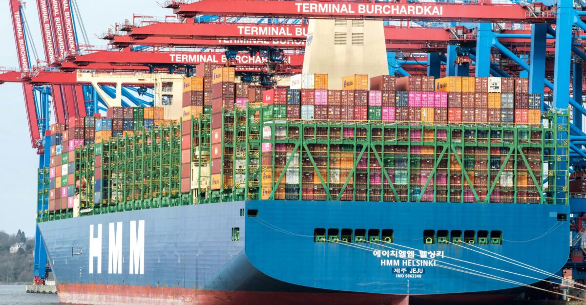 a large cargo ship is loaded with containers