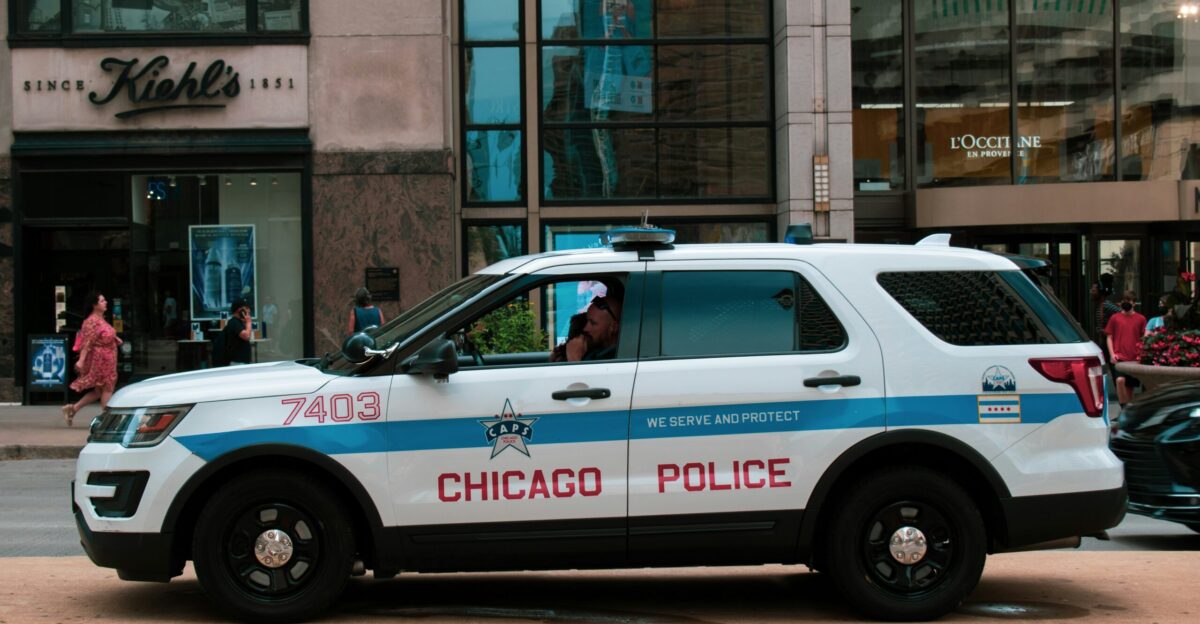 a police car parked on the side of the road