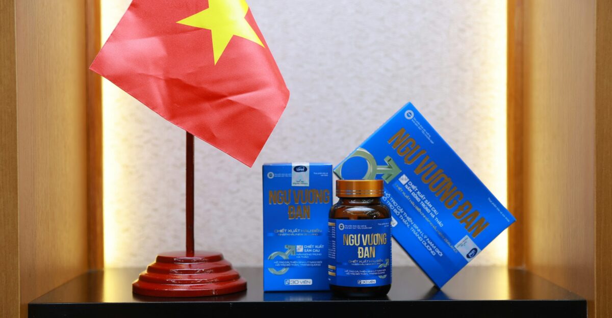 a table with a flag pills and other items on it