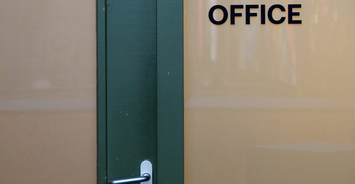 An office door with the word office written on it