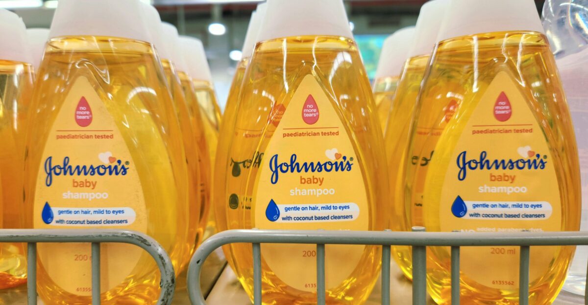 Johnson s baby shampoo bottles are on display