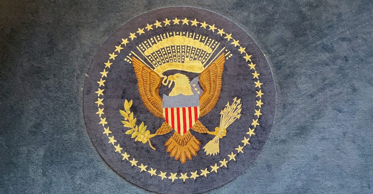 The great seal of the united states on a rug