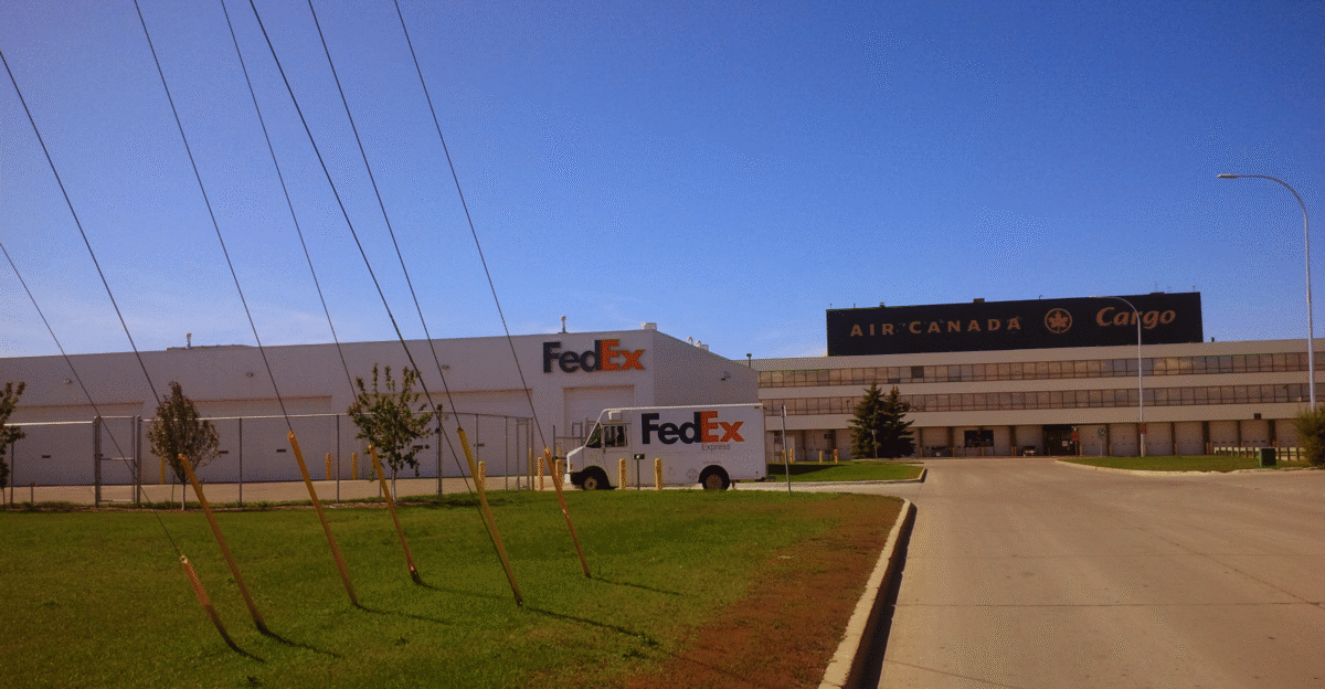 Two cargo buildings at the Winnipeg Int l Airport