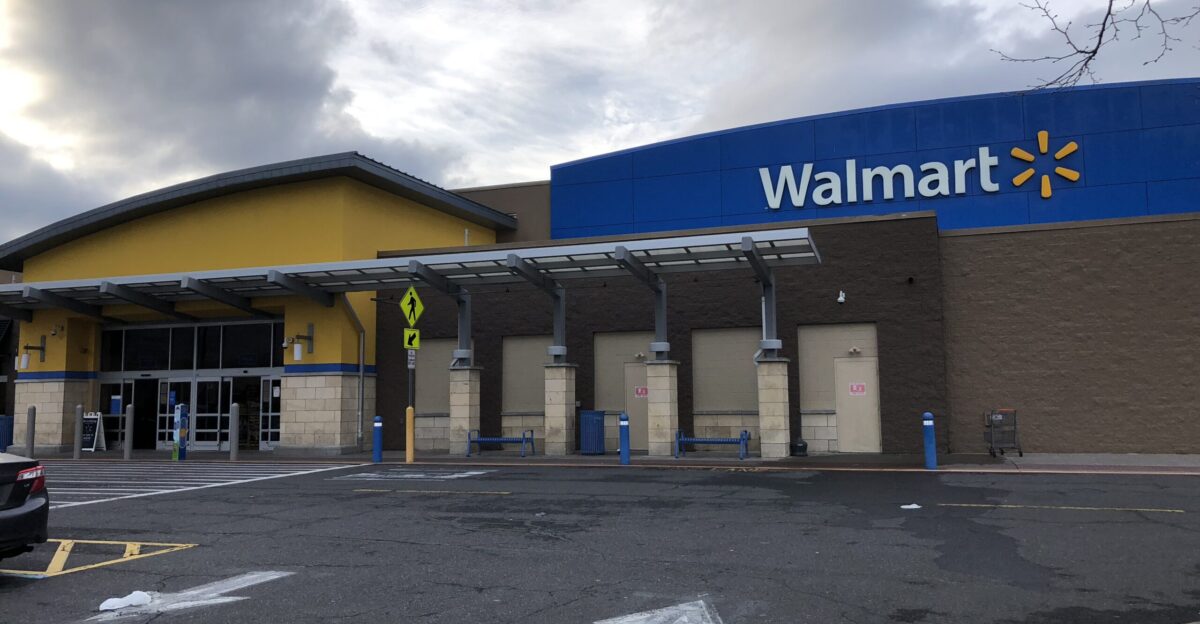The front of the Walmart in the Fair Lakes Shopping Center in Fair Lakes Fairfax County Virginia