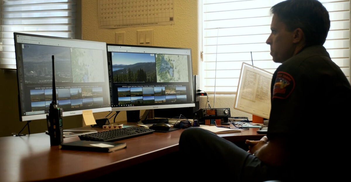 As fire seasons have become longer and more devasting firefighters have looked to wide variety of technologies to assist with detection and response The Alert Wildfire detection camera project which began over a decade ago was developed in conjunction with the Bureau of Land Management BLM Oregon Washington BLM Idaho BLM Nevada and University of Nevada Reno - Nevada and University of Oregon s Seismological Laboratories In 2004 the University of Nevada Reno developed a stand-alone microwave network to support the change from analog to digital seismic station sensors The microwave system runs on an unlicensed broadband public safety band that is networked across the states This system has evolved from just transmitting seismic data to the current wildfire detection video data from stations and cameras located primarily on BLM-permitted lands The cameras and associated tools help firefighters and first responders discover locate confirm fire ignition quickly scale fire resources up or down appropriately monitor fire behavior through containment during firestorms help evacuations through enhanced situational awareness ensure contained fires are monitored appropriately through their demise and view prescribed fires both during ignition and during monitoring stages The camera network is fed by a single point mountaintop camera via microwave to central hosting point at the University of Nevada Reno The cameras are 1080 high definition high speed with pan tilt and zoom capabilities The cameras also provide a live feed of for designated users of six frames per second Cameras provide a remote feed to a web page that updates the pictures every 10 seconds Over the last several years this innovative technology has provided critical information for thousands of fires throughout the western U S In Fiscal Year 2022 the Oregon Washington Bureau of Land Management awarded the University of Oregon UO 718 346 to help aid in wildfire prevention by developing the most integrated and interorganizational wildfire detection system in the United States Funding will provide continued statewide access to vital information of emergent wildfires and provide for the most efficient and effective emergency response thereby ensuring the quality of lives of Oregonians and protecting our natural resources In 2022 the BLM helped lead the establishment of an Oregon Statewide Wildfire Detection Camera System with the goal of establishing collaborative governance to establish and implement a statewide wildfire detection camera strategy that addresses a long-term detection camera build-out between the multiple agencies while also addressing current and future detection camera technologies The ALERTWildfire program continues to grow the ability to locate smoke at a very early stage will ultimately allow firefighters more time to assess the situation and mobilize appropriate resources This unique use of technology will save taxpayers money as well as our forests grasslands property and lives while managing risk to our firefighters through an informed response The 41 wildfire detection cameras covering Oregon and Washington can be viewed online at Photo University of Nevada Reno